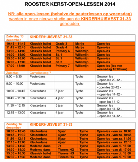 Kerst Open Lessen 2014